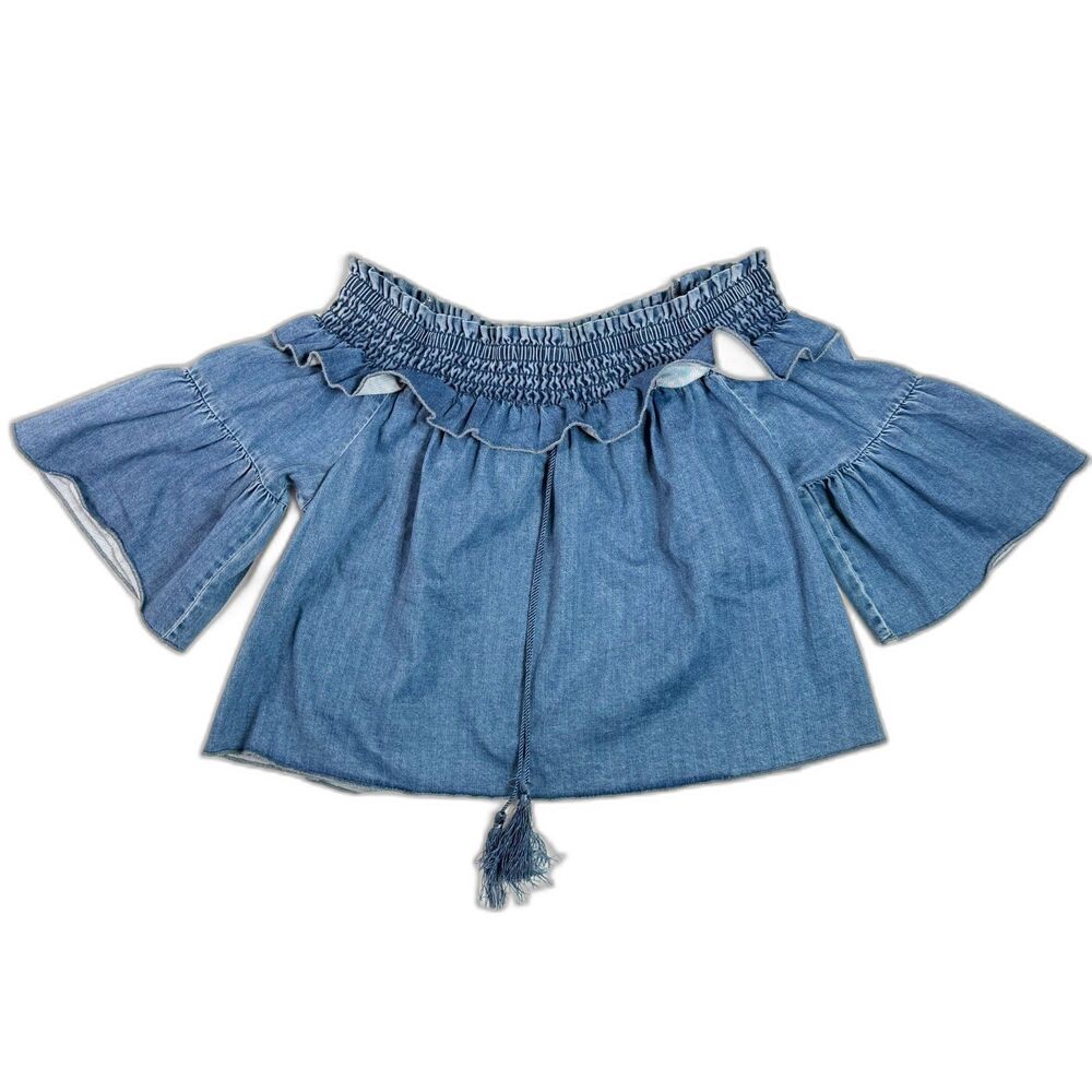 Bebe Brand | Off Shoulder | Denim | Crop Tent Top | Sz S